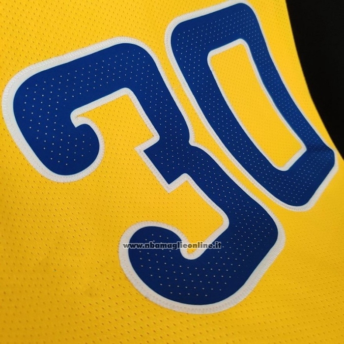 Maglia Golden State Warriors Stephen Curry #30 Hardwood Classic Autentico Giallo